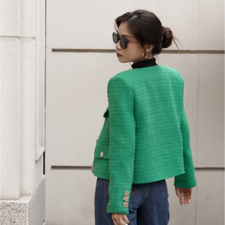COCO SIN - Blazer Tweed Xanh Đính Nút