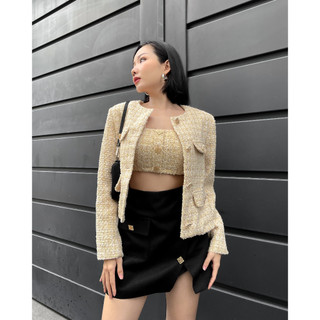 COCO SIN - Blazer Tweed Gold Đính Nút