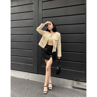 COCO SIN - Blazer Tweed Gold Đính Nút