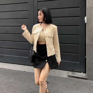 COCO SIN - Blazer Tweed Gold Đính Nút