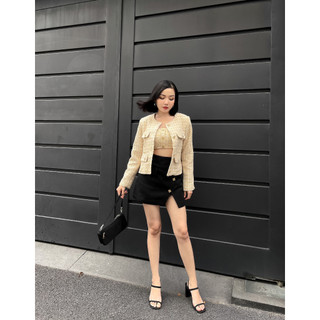 COCO SIN - Blazer Tweed Gold Đính Nút