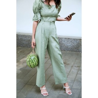 COCO SIN - Áo Xanh Olive Tay Phồng
