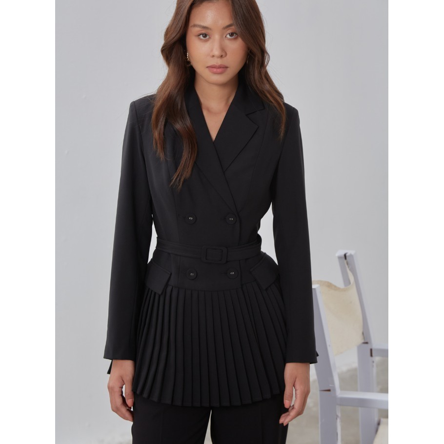 COCO SIN - Áo Vest Đen Phối Dập Ly