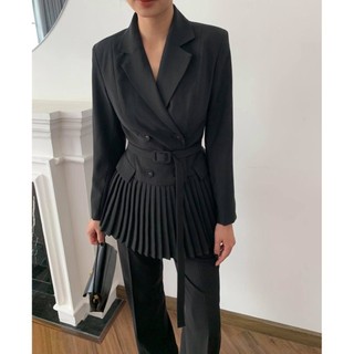 COCO SIN - Áo Vest Đen Phối Dập Ly
