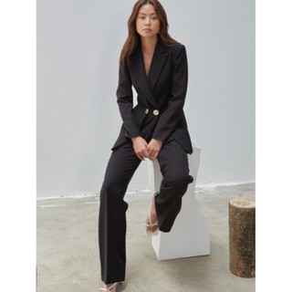 COCO SIN - Áo Vest Đen Nút Gold