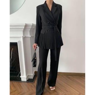 COCO SIN - Áo Vest Đen Phối Dập Ly
