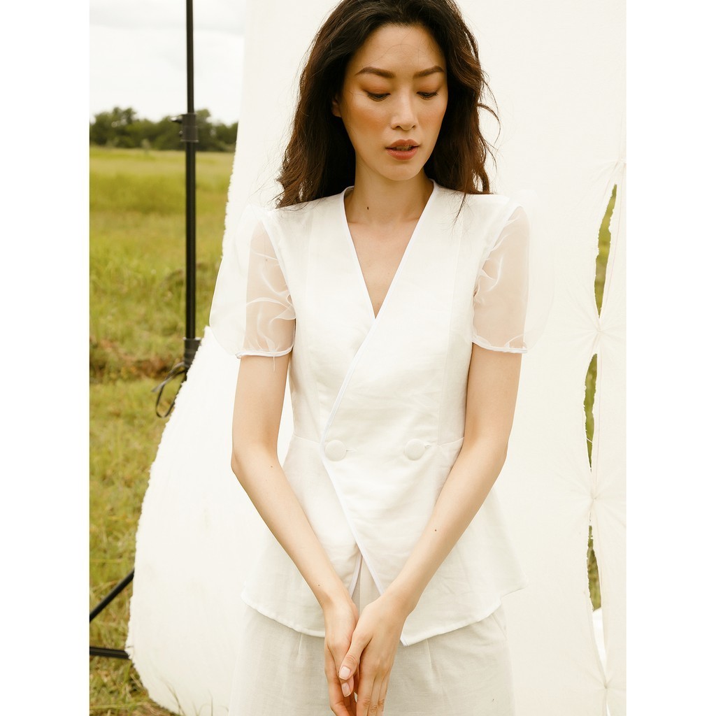 COCO SIN - Áo Trắng Tay Sheer