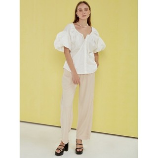 Coco sin - áo trắng tay phồng cột nơ