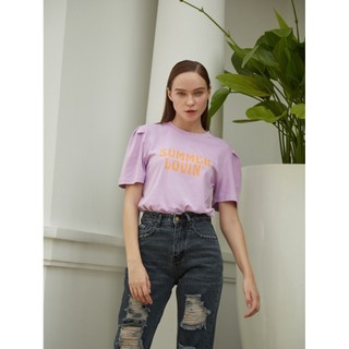 Coco sin - áo thun tím in chữ lovin'
