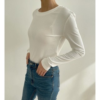 COCO SIN - Áo Thun Nữ Trắng Tay Dài Basic