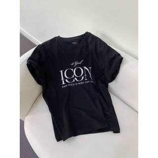 COCO SIN - Áo Thun Logo Đen Icon Phom Suôn Tay Ngắn