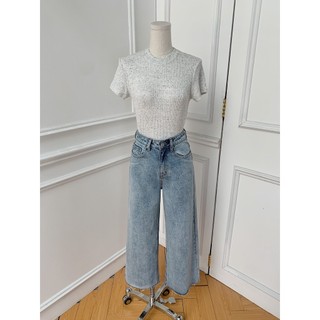 COCO SIN - Áo Thun Gân Basic Cổ Tròn Màu Hạt Tiêu