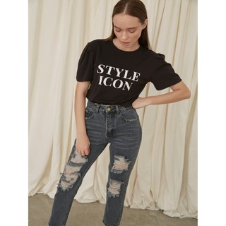 COCO SIN - Áo Thun Đen Xếp Ly Style Icon