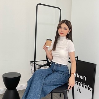 Coco sin - áo thun cổ lọ trắng tay lỡ