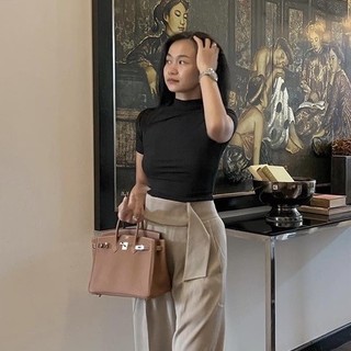 COCO SIN - Áo Thun Cổ Lọ Đen Tay Lỡ