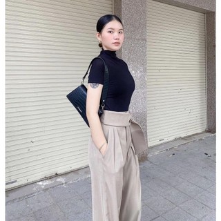 COCO SIN - Áo Thun Cổ Lọ Đen Tay Lỡ