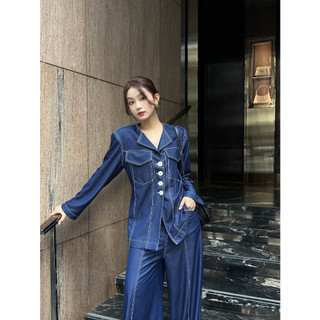 Coco sin - áo tay dài xanh jean phối nút