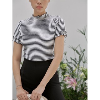 COCO SIN - Áo Sọc Trắng Đen Viền Đen