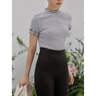 COCO SIN - Áo Sọc Trắng Đen Viền Đen