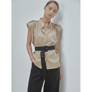 COCO SIN - Áo Sơ Mi Nâu Độn Vai Không Kèm Belt