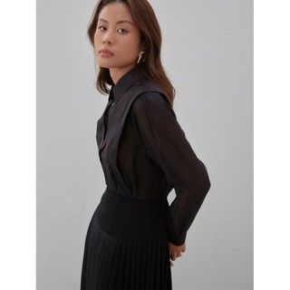 COCO SIN - Áo Sơ Mi Đen Sheer
