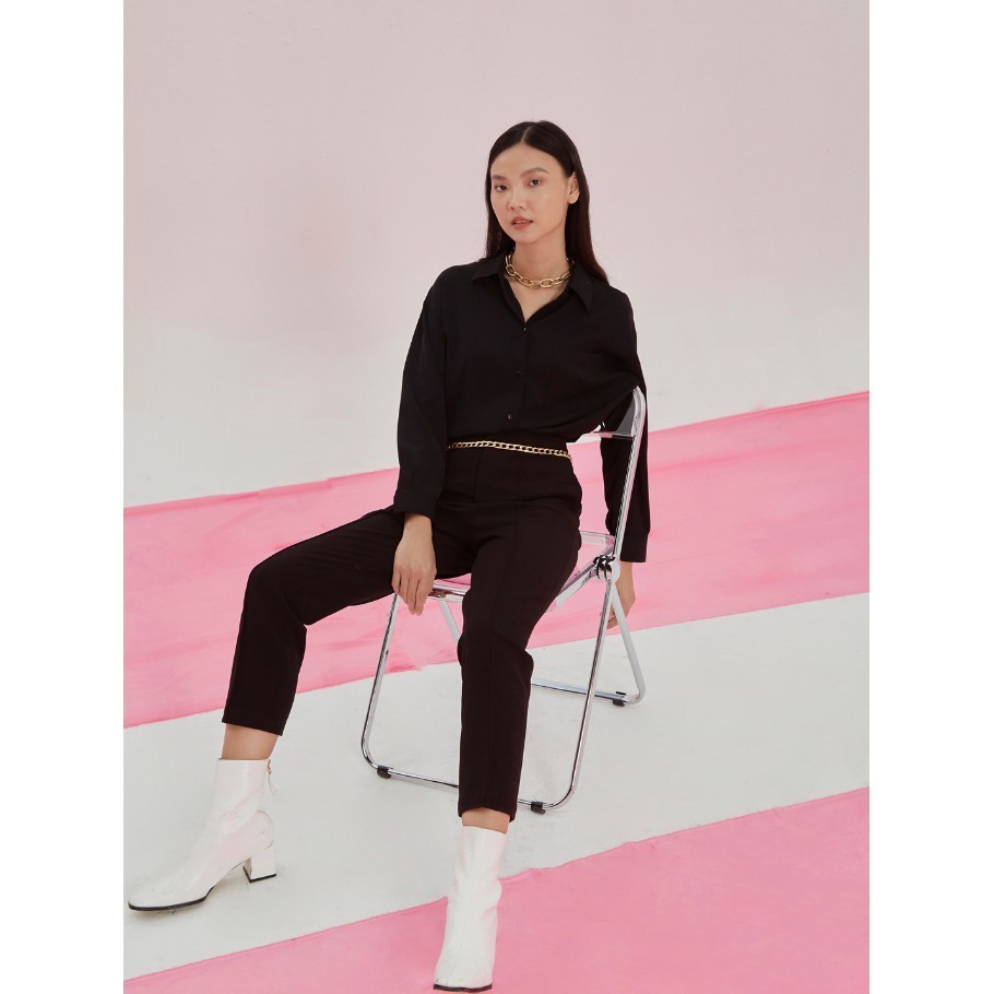COCO SIN - Áo Sơ Mi Công Sở Màu Đen