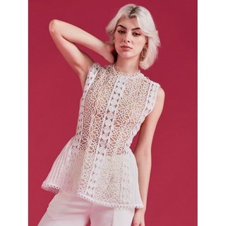 Coco sin - áo ren trắng sát nách phối dập ly