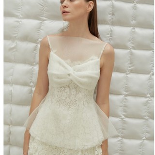 COCO SIN - Áo Ren Trắng 2 Dây Peplum