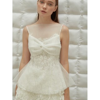 COCO SIN - Áo Ren Trắng 2 Dây Peplum