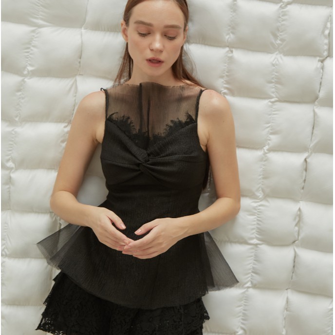 COCO SIN - Áo Ren Đen 2 Dây Peplum