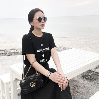 COCO SIN - Áo Lụa In Logo The Revolution Cổ Tròn