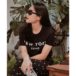 COCO SIN - Áo Lụa In Logo New York Soho Cổ Tròn