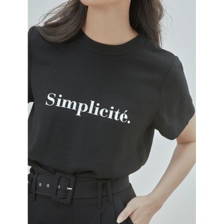 COCO SIN - Áo Lụa In Logo Đen Simplicity Cổ Tròn