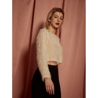 COCO SIN - Áo Lông Croptop Trắng