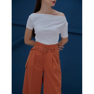 COCO SIN - Áo Kiểu Nữ Lệch Vai Thun Trắng