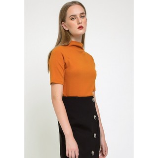 COCO SIN - Áo Knit Cổ Lọ Tay Lở Cam Đất