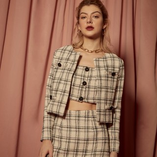 COCO SIN - Áo Khoác Tweed Caro