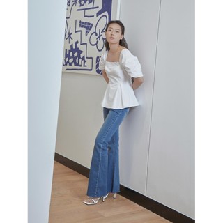 COCO SIN - Áo Kate Trắng Tay Nhún