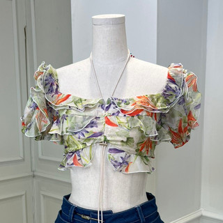 COCO SIN - Áo Hoa Xanh Ruffle