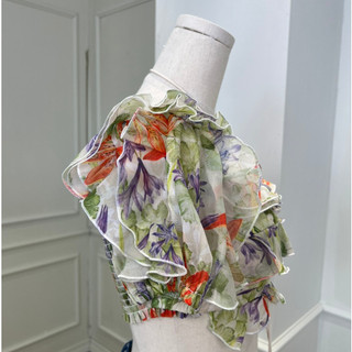 COCO SIN - Áo Hoa Xanh Ruffle