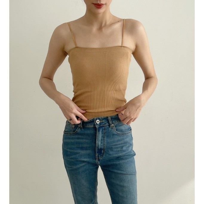 COCO SIN - Áo Hai Dây Nâu Croptop