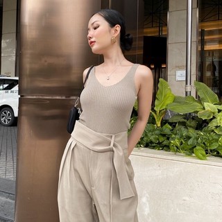 Coco sin - áo dệt nâu 2 dây cổ tim