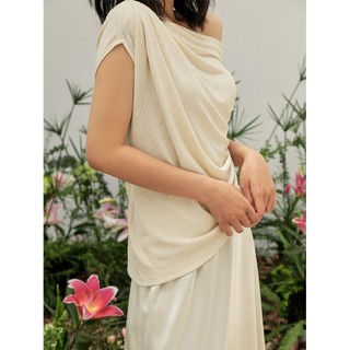 COCO SIN - Áo Dệt Kim Nude Xếp Ly