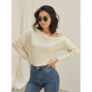 Coco sin - áo dệt kim nude lệch 1 vai