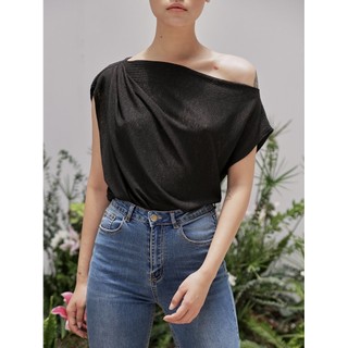 Coco sin - áo dệt kim đen xếp ly