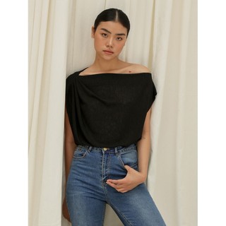 COCO SIN - Áo Dệt Kim Đen Xếp Ly