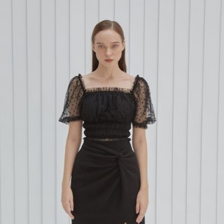 COCO SIN - Áo Đen Mini Tay Phồng
