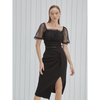 COCO SIN - Áo Đen Mini Tay Phồng