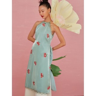 COCO SIN - Áo Dài Xanh Mint Hoa Cổ Yếm