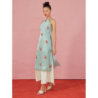 COCO SIN - Áo Dài Xanh Mint Hoa Cổ Yếm